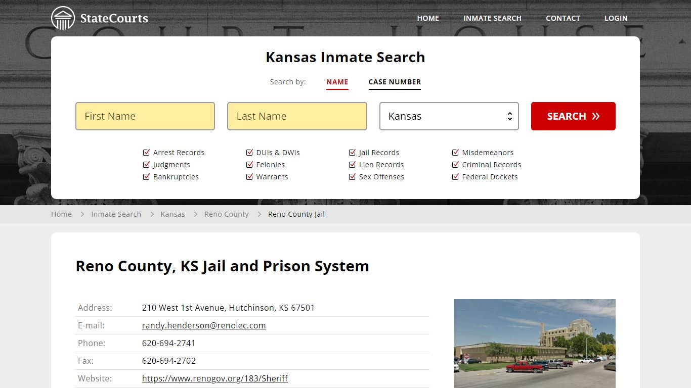 Reno County Jail Inmate Records Search, Kansas - StateCourts